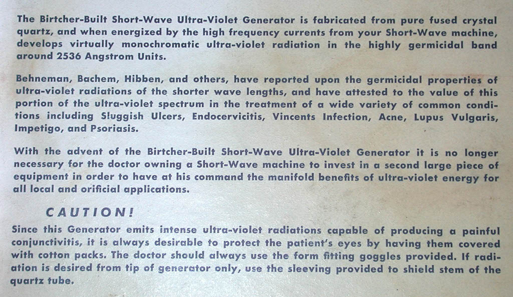 Birtcher Instructions A