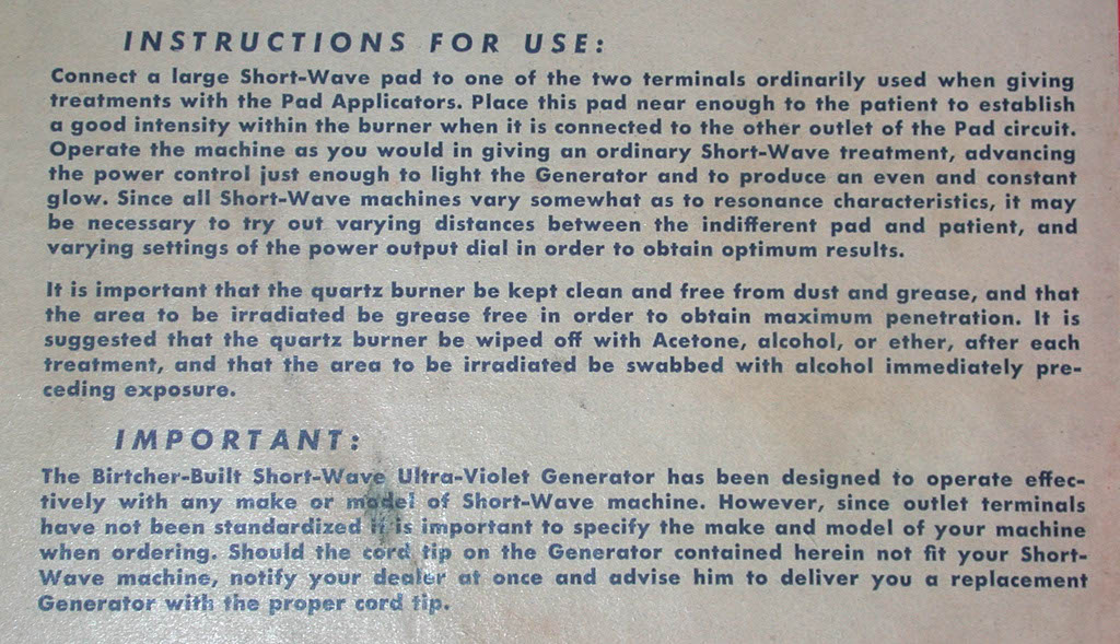 Birtcher Instructions B