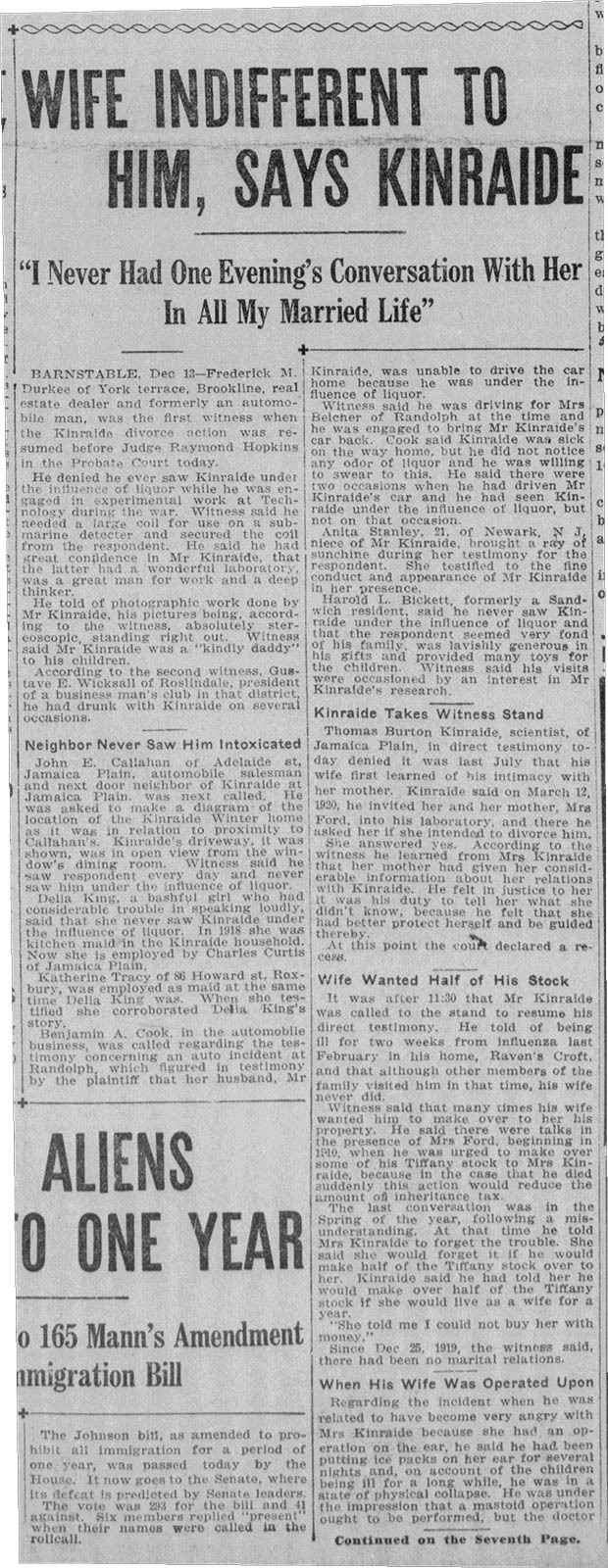 Boston Evening Globe December 13, 1920 pg 1